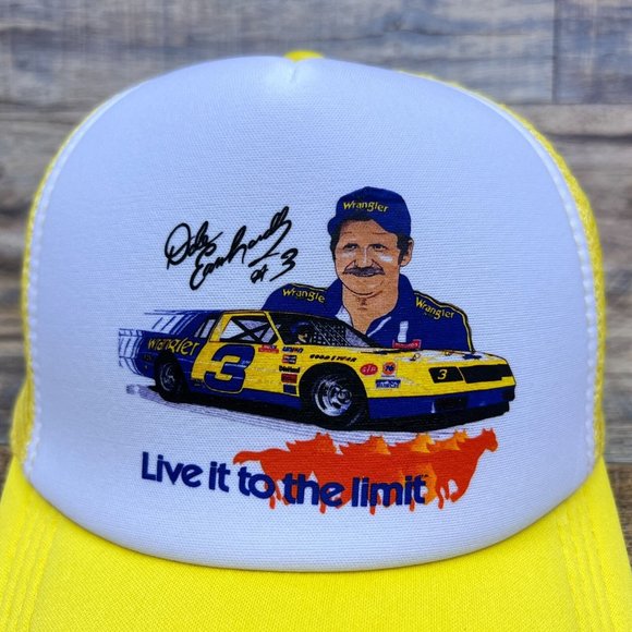 Dale Earnhardt Mens Trucker Hat Yellow Snapback Wrangler Racing #3 Motorsport - Picture 3 of 8